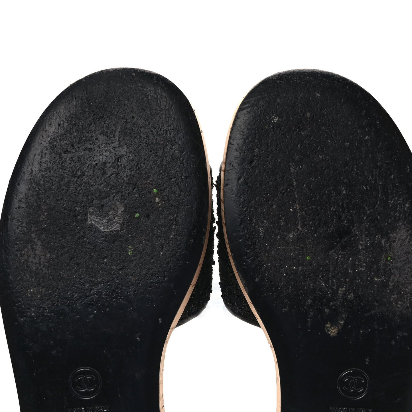 Tweed Cork CC Chain Mule Sandal 40 Black