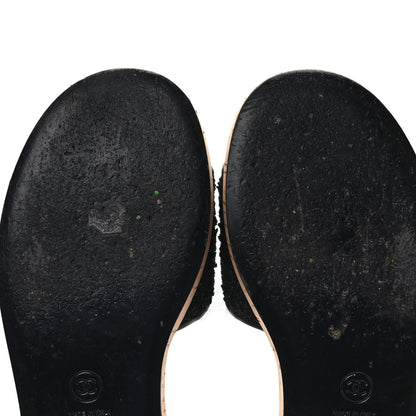 Chanel Tweed Cork CC Chain Mule Sandal 40 Black 9 of 10
