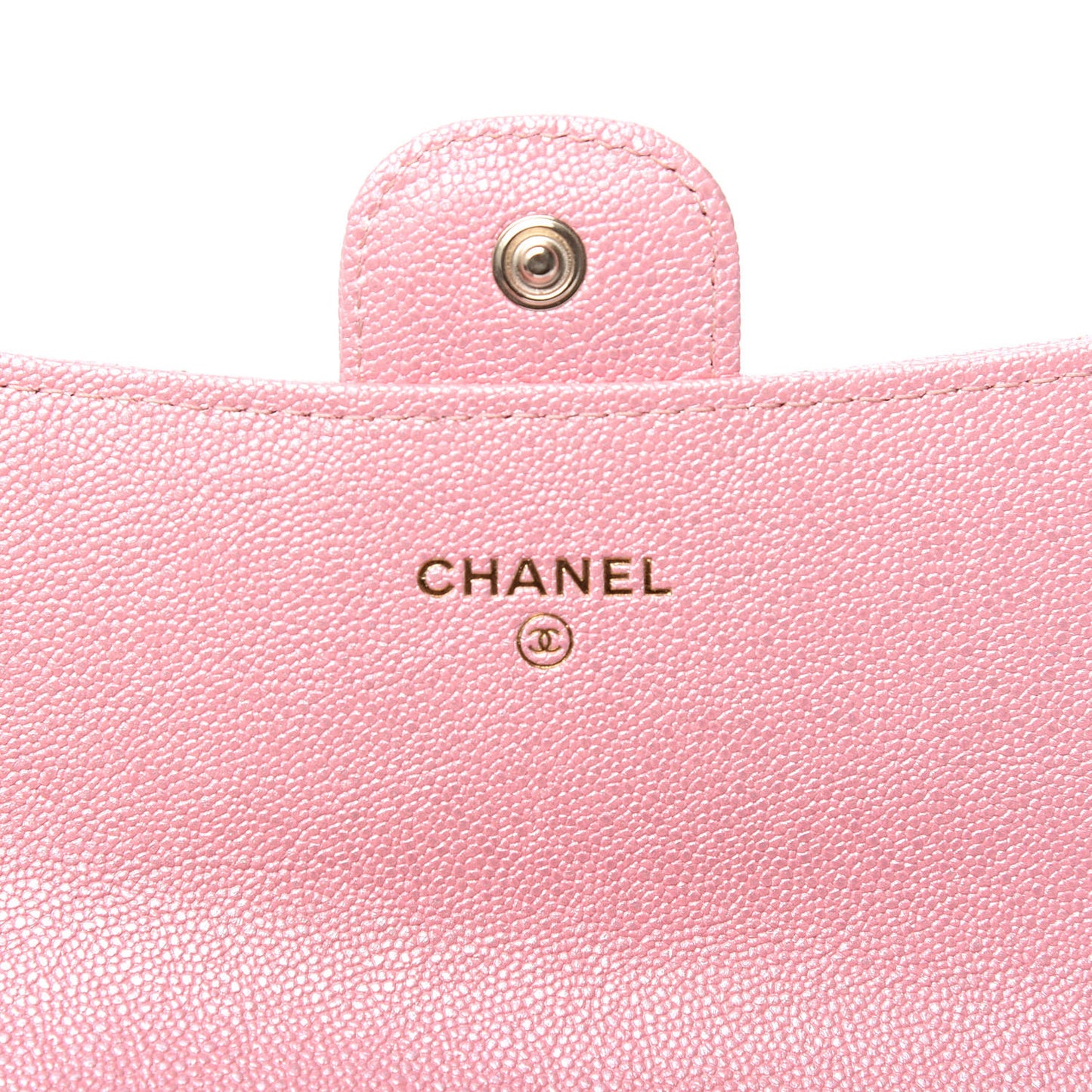 Iridescent Caviar Quilted Medium Flap Wallet Rose Pink