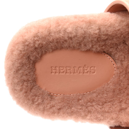 Hermes Suede Goatskin Woolskin Womens Chypre Sandals 35.5 Rose Aube 7 of 8