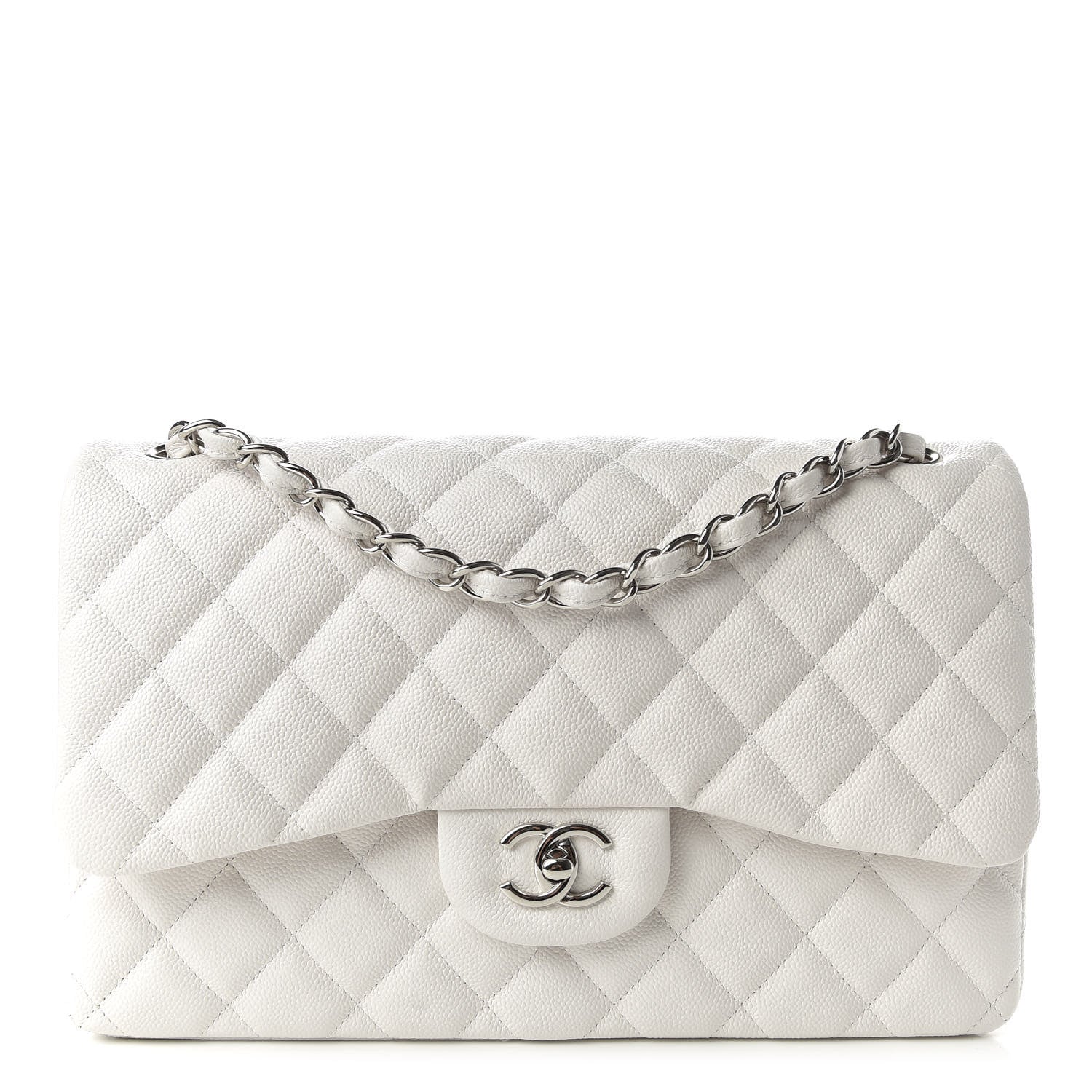 Chanel Caviar Quilted Jumbo Double Flap White 1 of 10