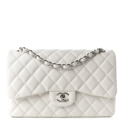 Chanel Caviar Quilted Jumbo Double Flap White 1 of 10