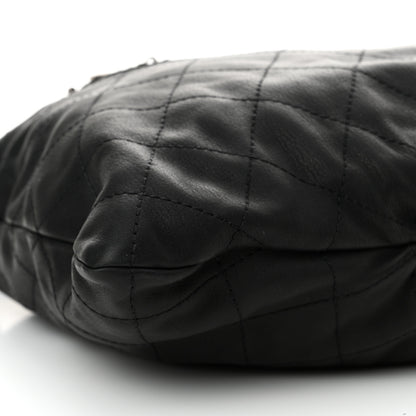 Chanel Calfskin Stitched Double Zip Hobo Black 9 of 10