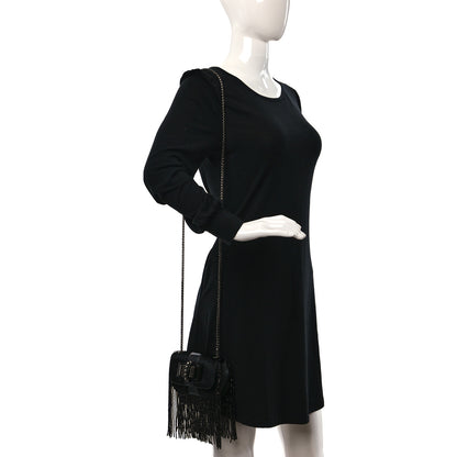 Christian Louboutin Pony Hair Patent Calfskin Mini Sweety Charity Fringe Crossbody Bag Black 2 of 8