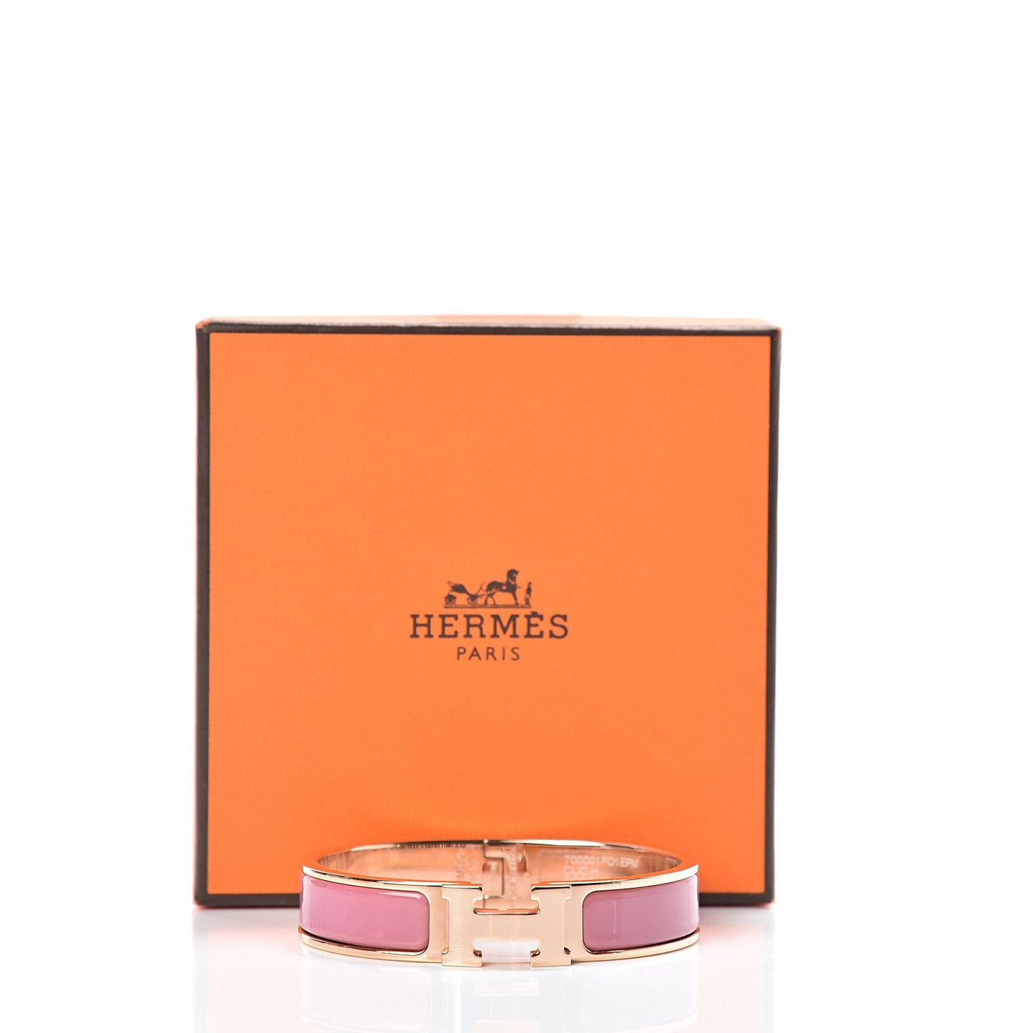 Enamel Narrow Clic Clac H Bracelet PM Rose Velours
