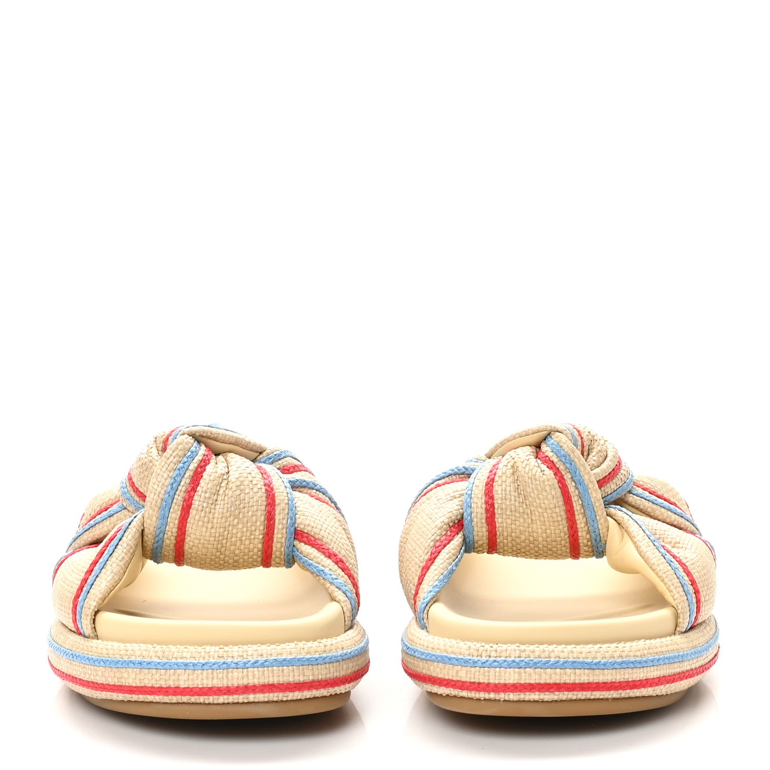 Fendi Raffia Embroidered Knot Sandals 39 Multicolor 3 of 8