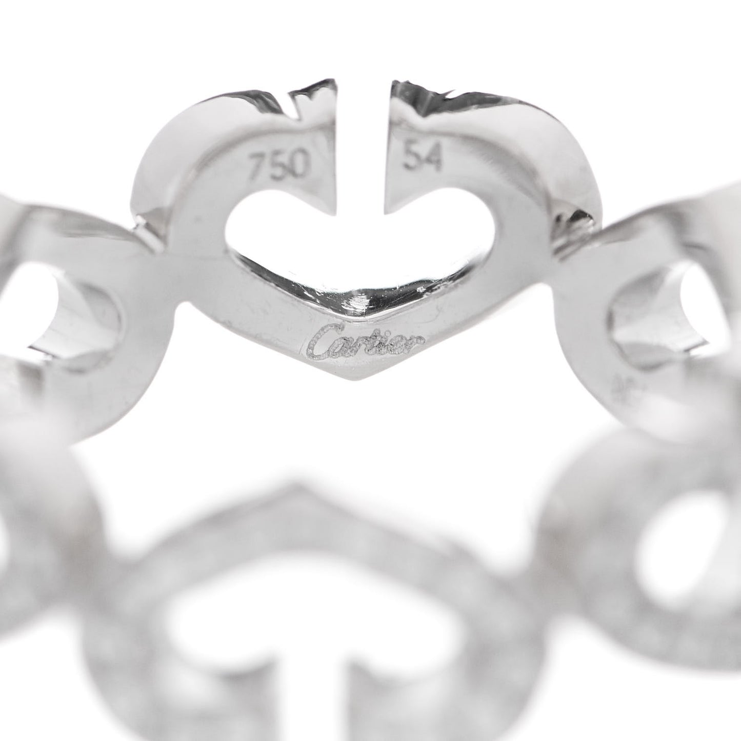 18K White Gold Diamond Hearts and Symbols Paved Ring 54 6.75