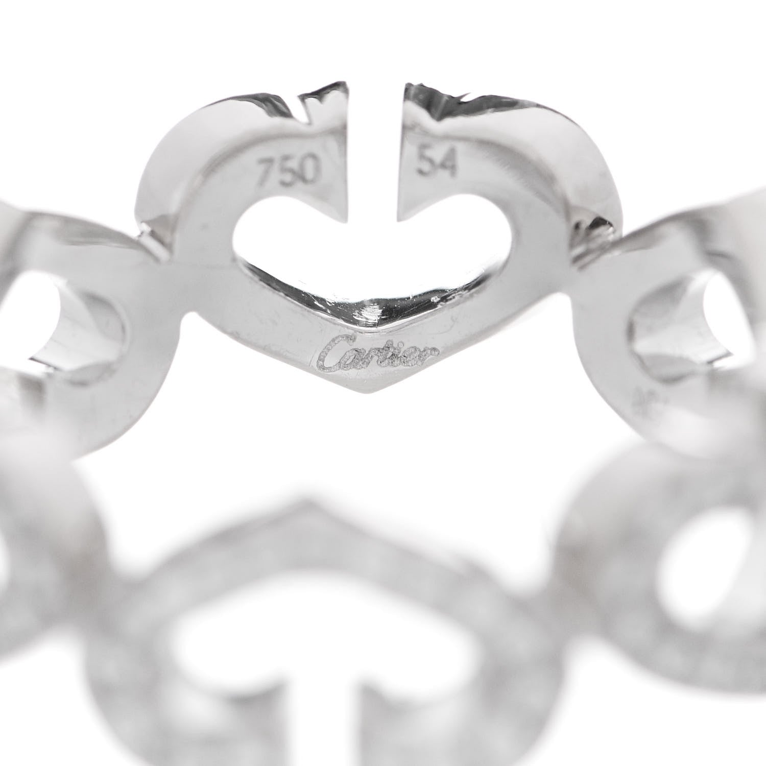 Cartier 18K White Gold Diamond Hearts and Symbols Paved Ring 54 6.75 6 of 6