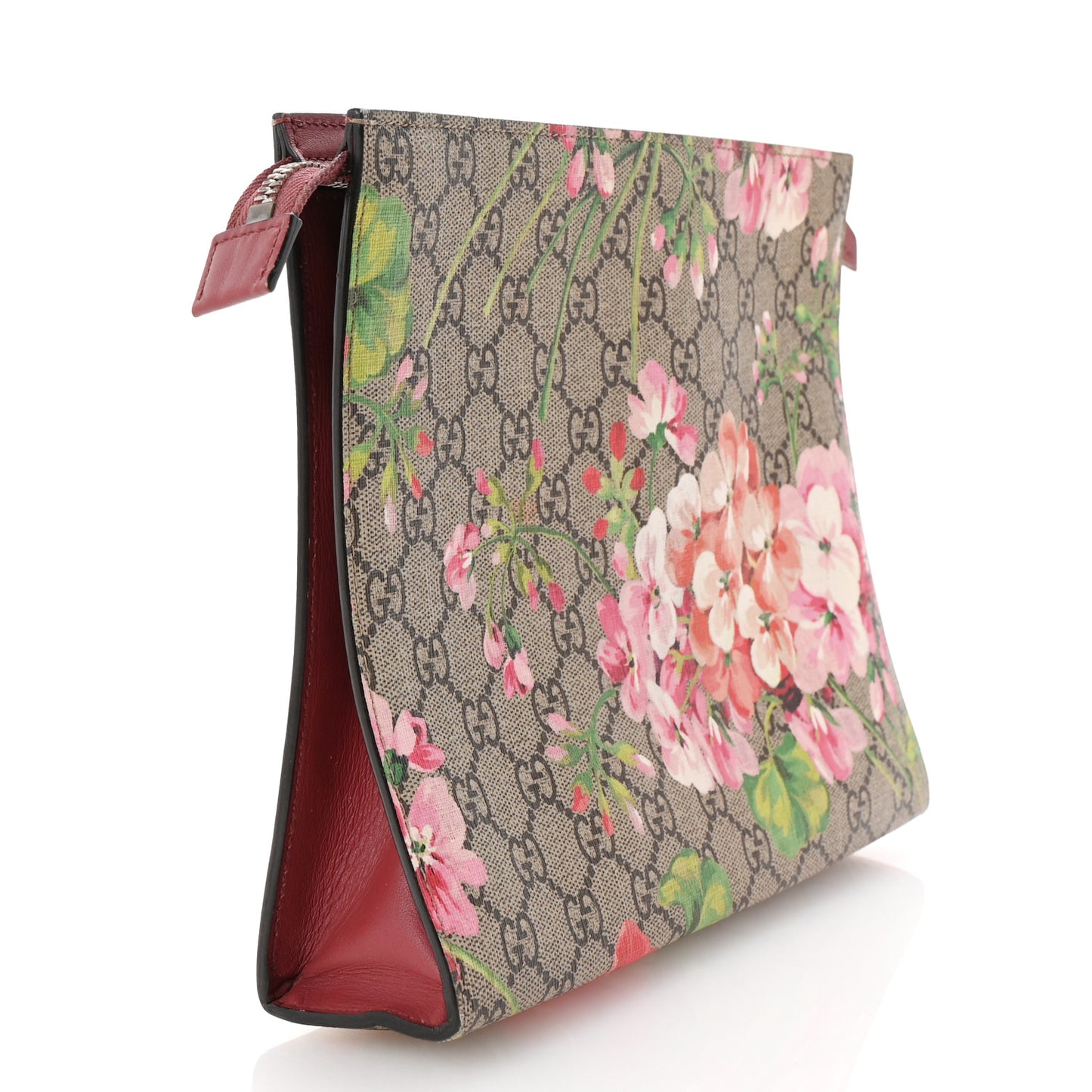 GG Supreme Monogram Blooms Large Cosmetic Case Beige Multicolor Dry Rose