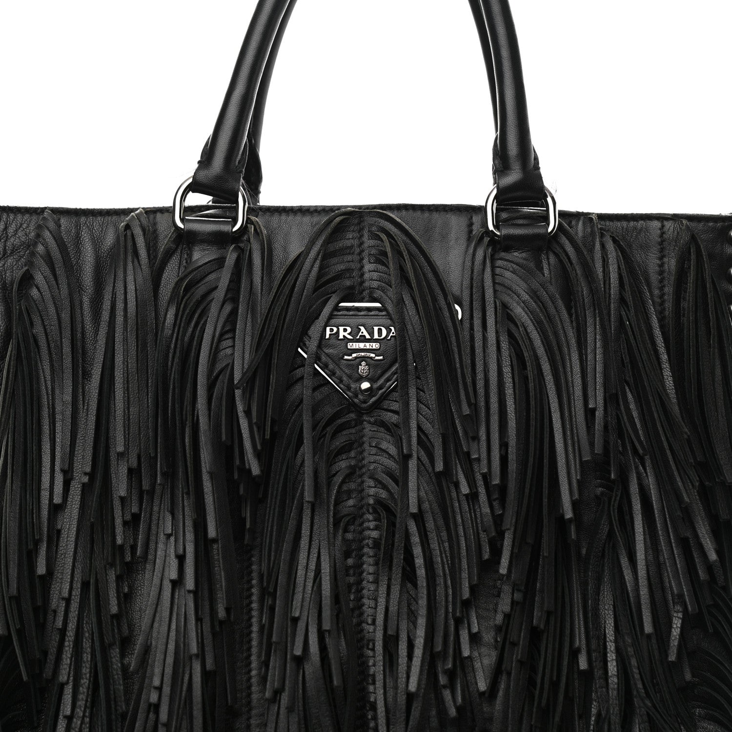 Prada Nappa Fringe Tote Black 8 of 13
