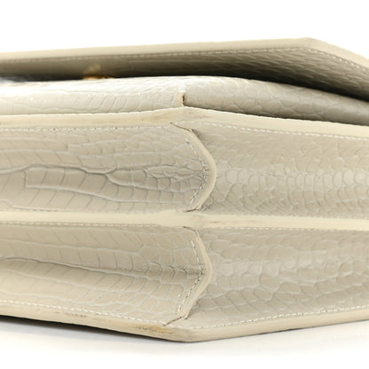 Saint Laurent Calfskin Crocodile Embossed Medium Monogram Sunset Blanc Vintage 10 of 13
