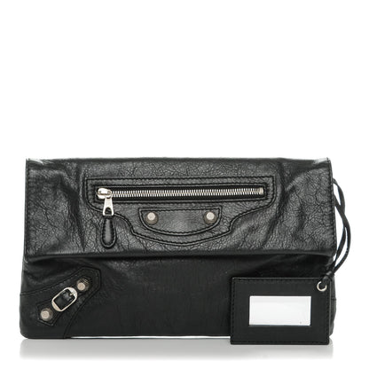 Balenciaga Agneau Giant 12 Silver Hardware Envelope Clutch Black 1 of 7