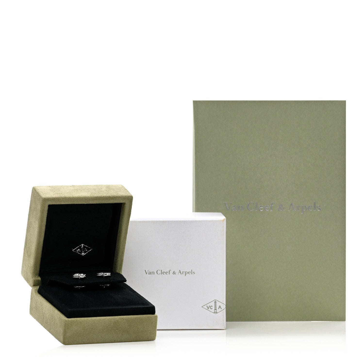 Van Cleef & Arpels 18K White Gold Diamond Sweet Alhambra Earrings 5 of 5