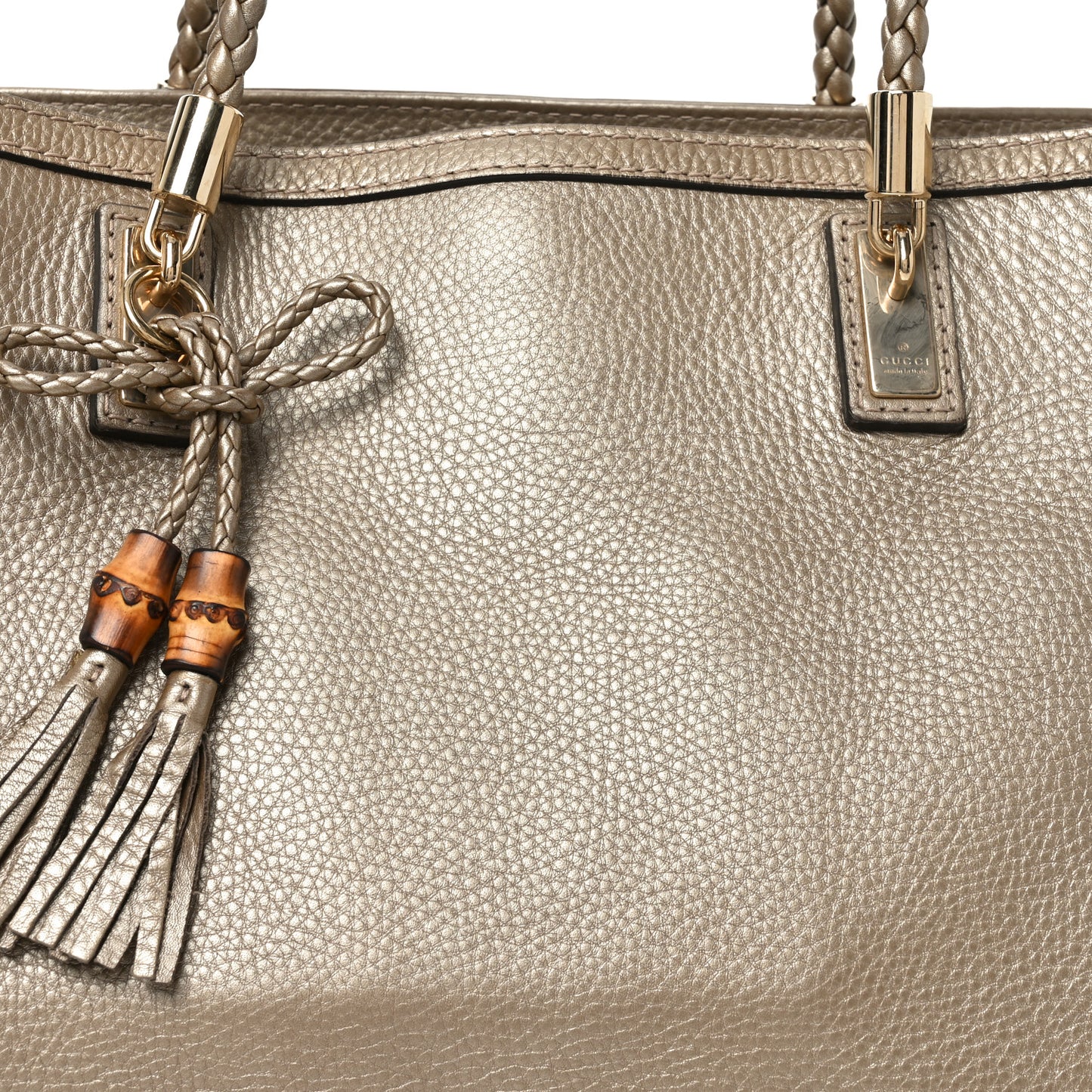 Metallic Pebbled Calfskin Medium Bella Tote Gold