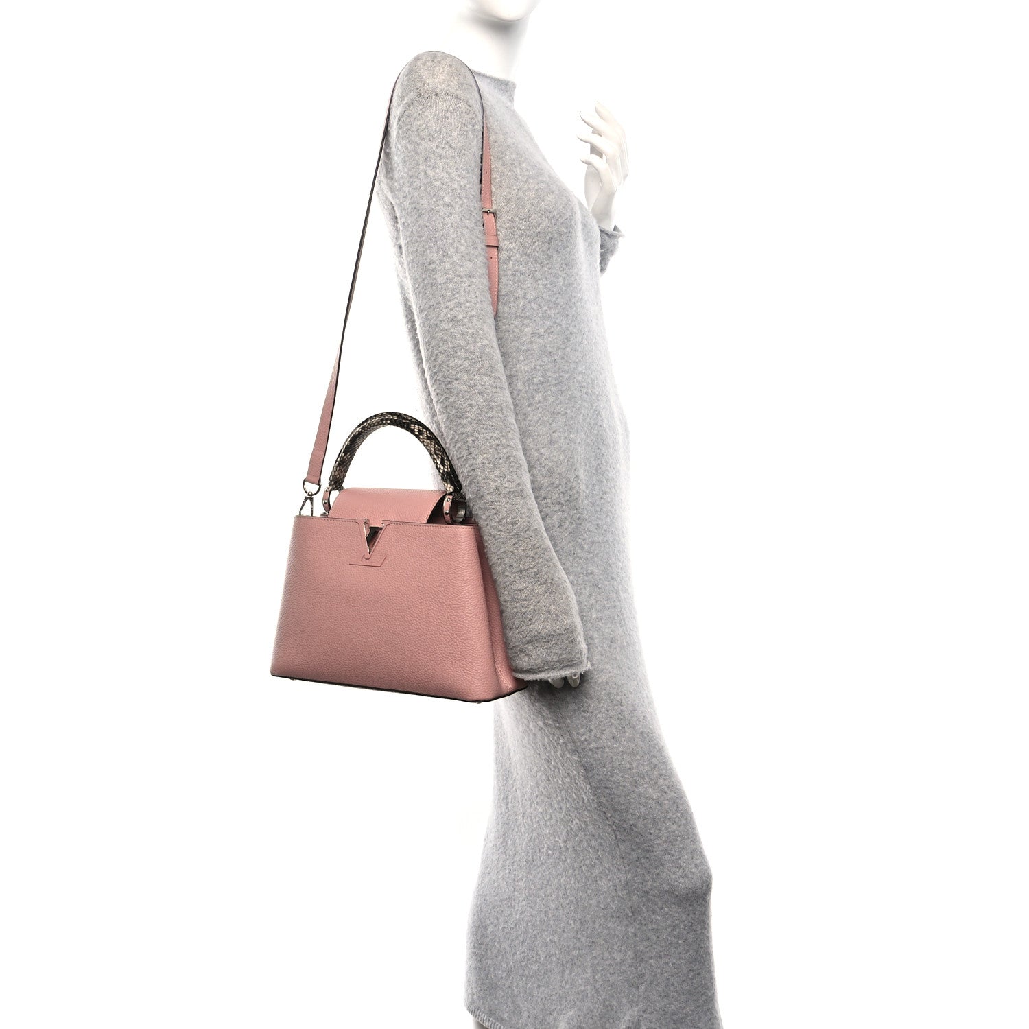 Louis Vuitton Taurillon Snakeskin Capucines PM Magnolia 2 of 9