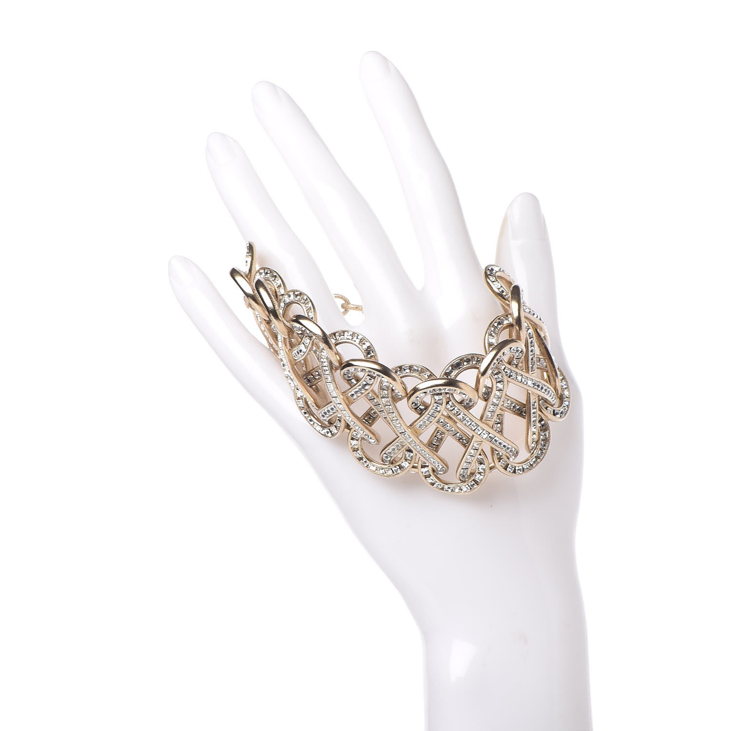 Chanel Baguette Crystal Twisted Knots CC Bracelet Gold 2 of 5