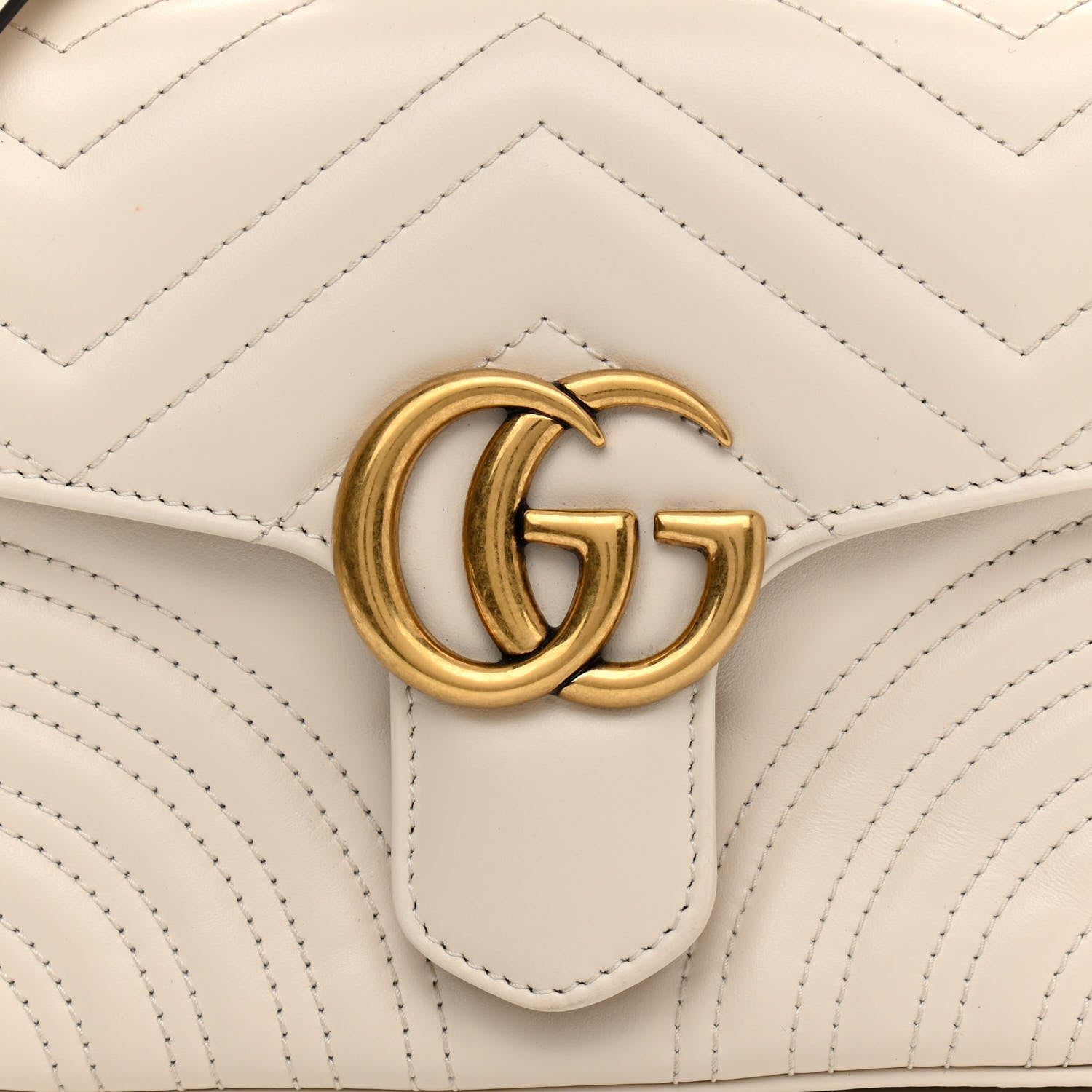 Gucci Calfskin Matelasse Mini GG Marmont Top Handle Shoulder Bag White 8 of 11