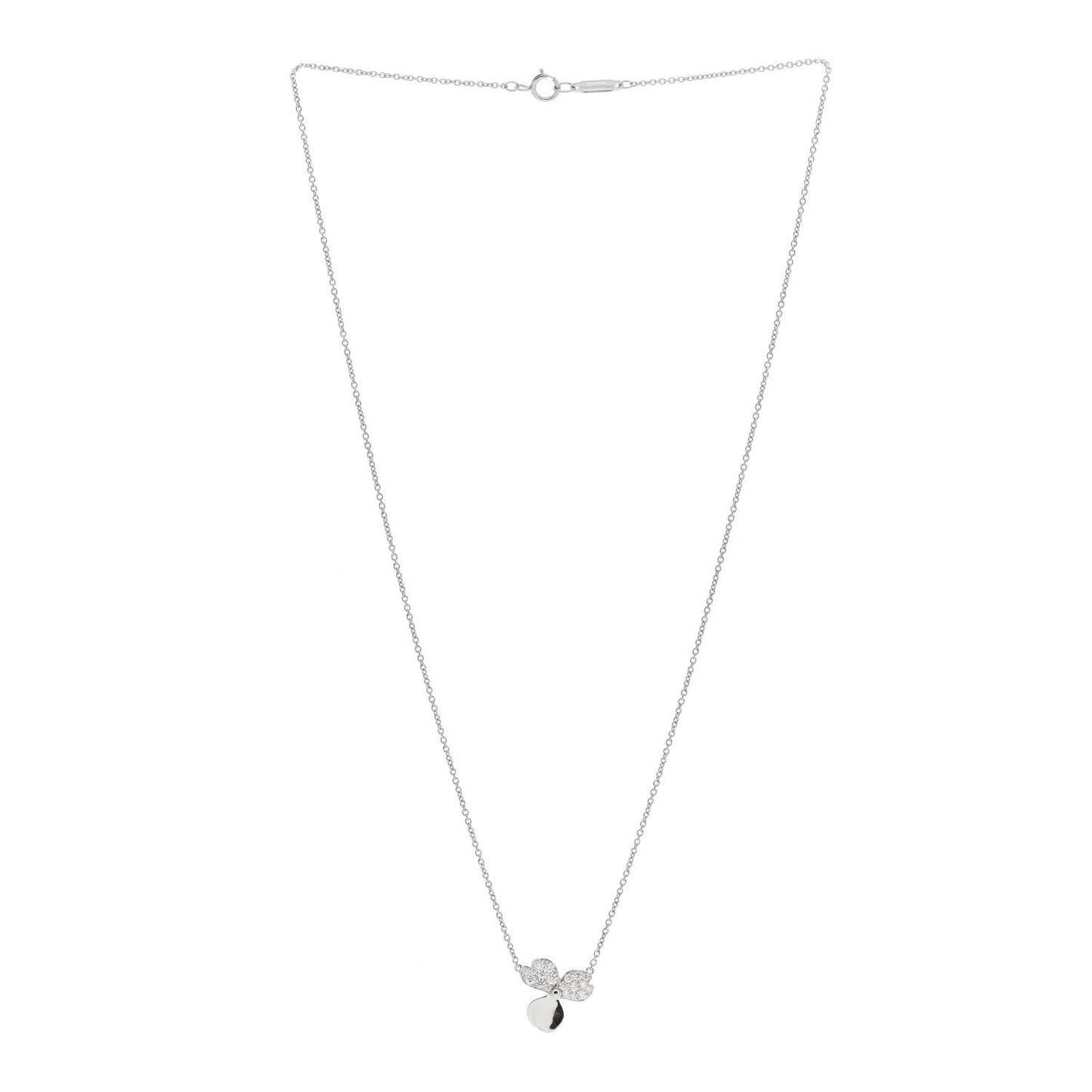 Platinum Diamond .17ctw Small Paper Flowers Pendant Necklace