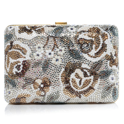 Judith Leiber Swarovski Crystal Flower Minaudiere Clutch Gold 1 of 8