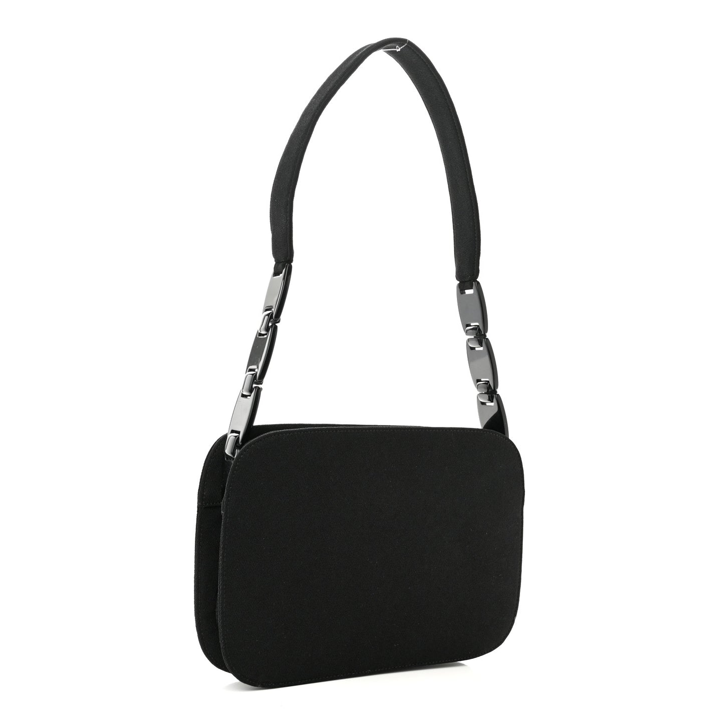 Fabric Structured Shoulder Bag Black