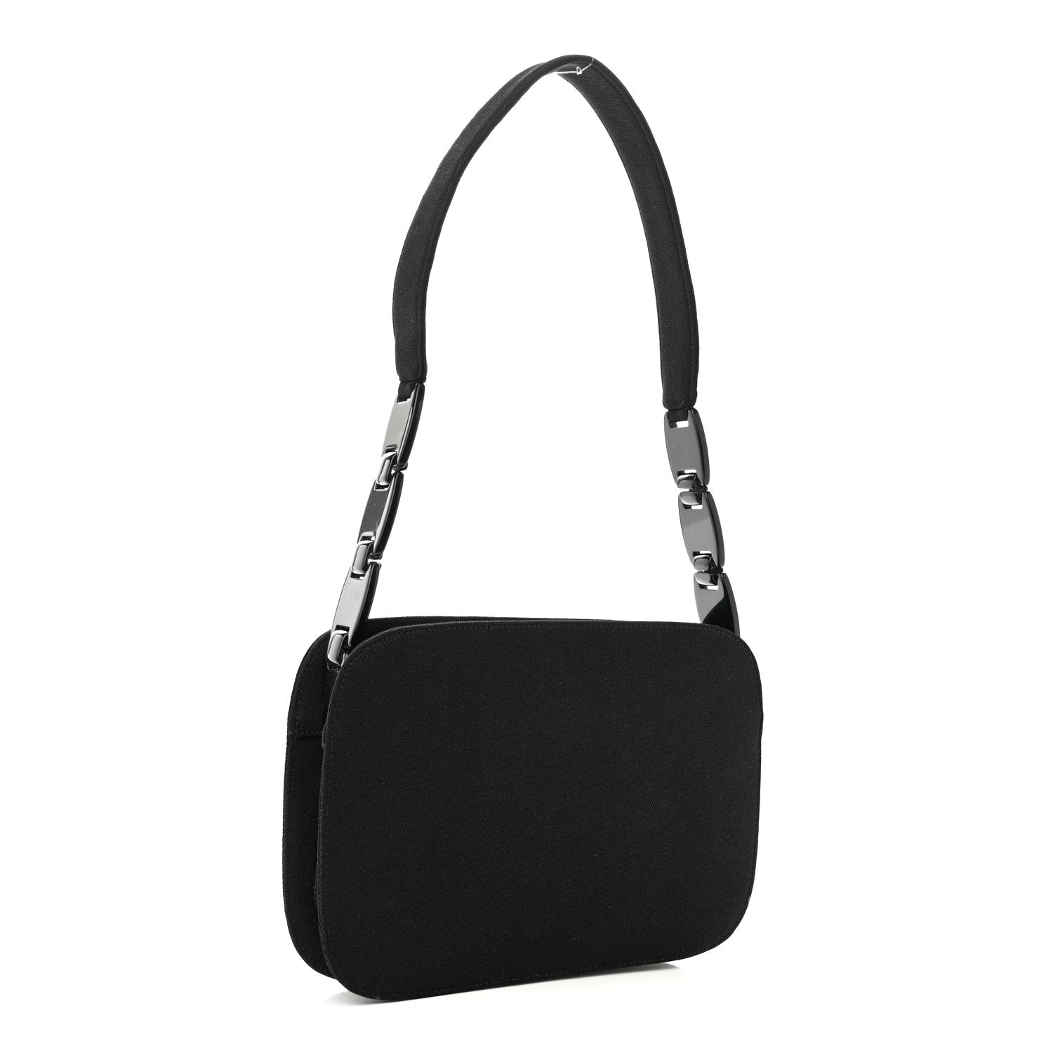 Prada Fabric Structured Shoulder Bag Black 2 of 8