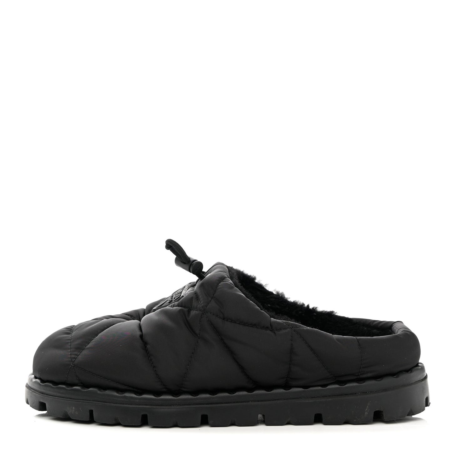 Re-Nylon Piuma Triangle Logo Padded Drawcord Rush 20mm Slippers 38 Black