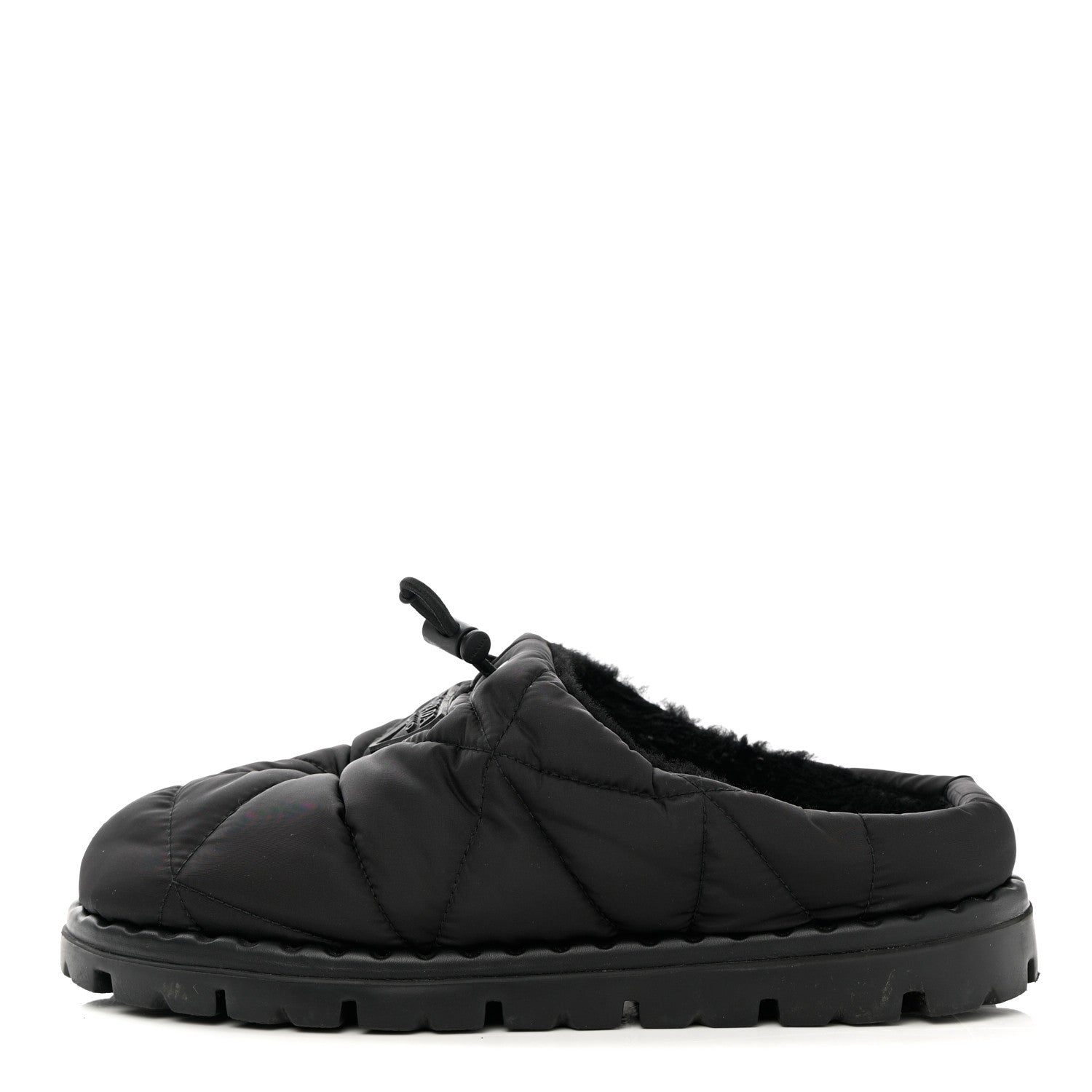 Prada Re-Nylon Piuma Triangle Logo Padded Drawcord Rush 20mm Slippers 38 Black 1 of 12