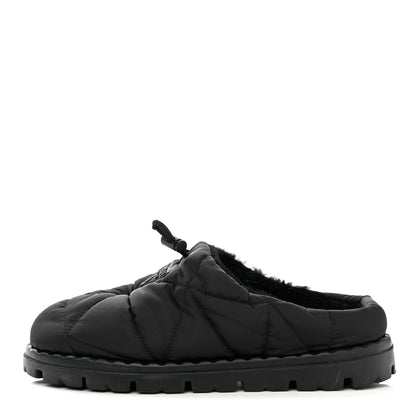 Prada Re-Nylon Piuma Triangle Logo Padded Drawcord Rush 20mm Slippers 38 Black 1 of 12
