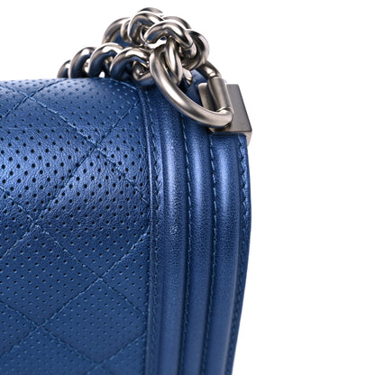 Chanel Perforated Lambskin Quilted New Medium Boy Flap Blue 16 of 19