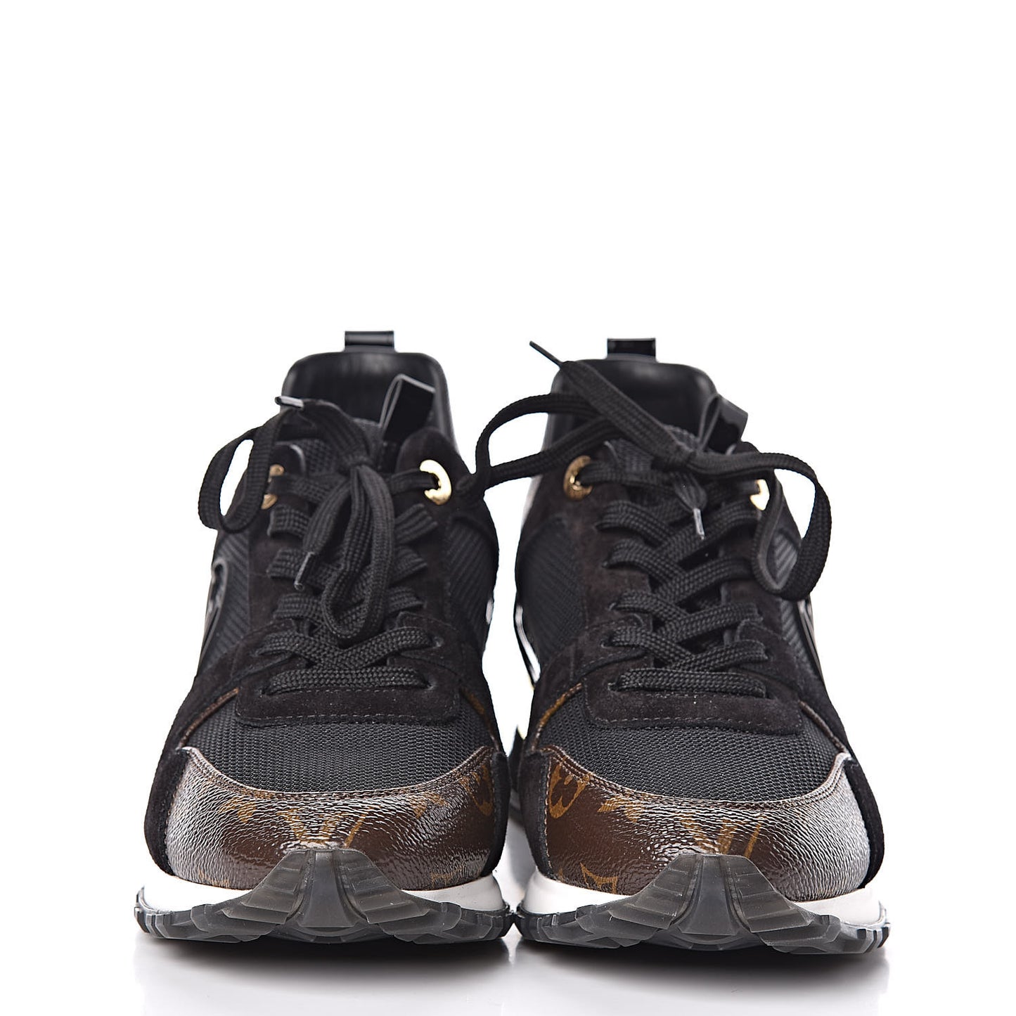 Suede Monogram Run Away Sneakers 38 Black