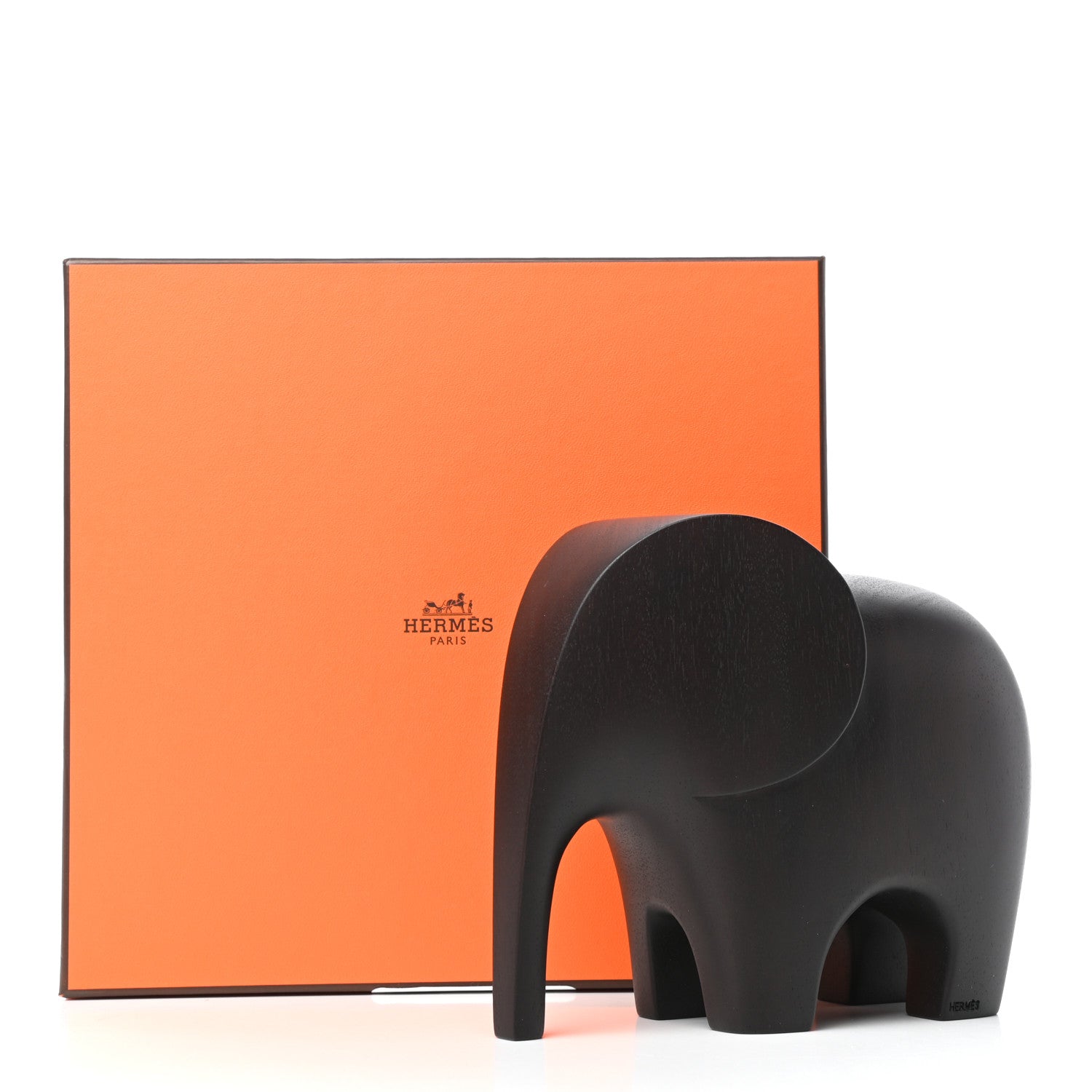 Hermes Mahogany Wood Elephant Lao Paperweight Acajou Ebenise 7 of 7