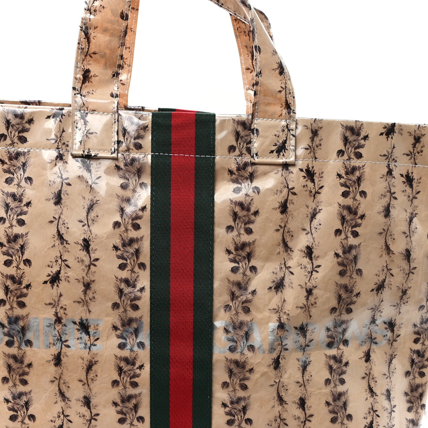 Gucci X COME DE GARCONS Plastic Web Floral Paper Shopper Tote 9 of 11