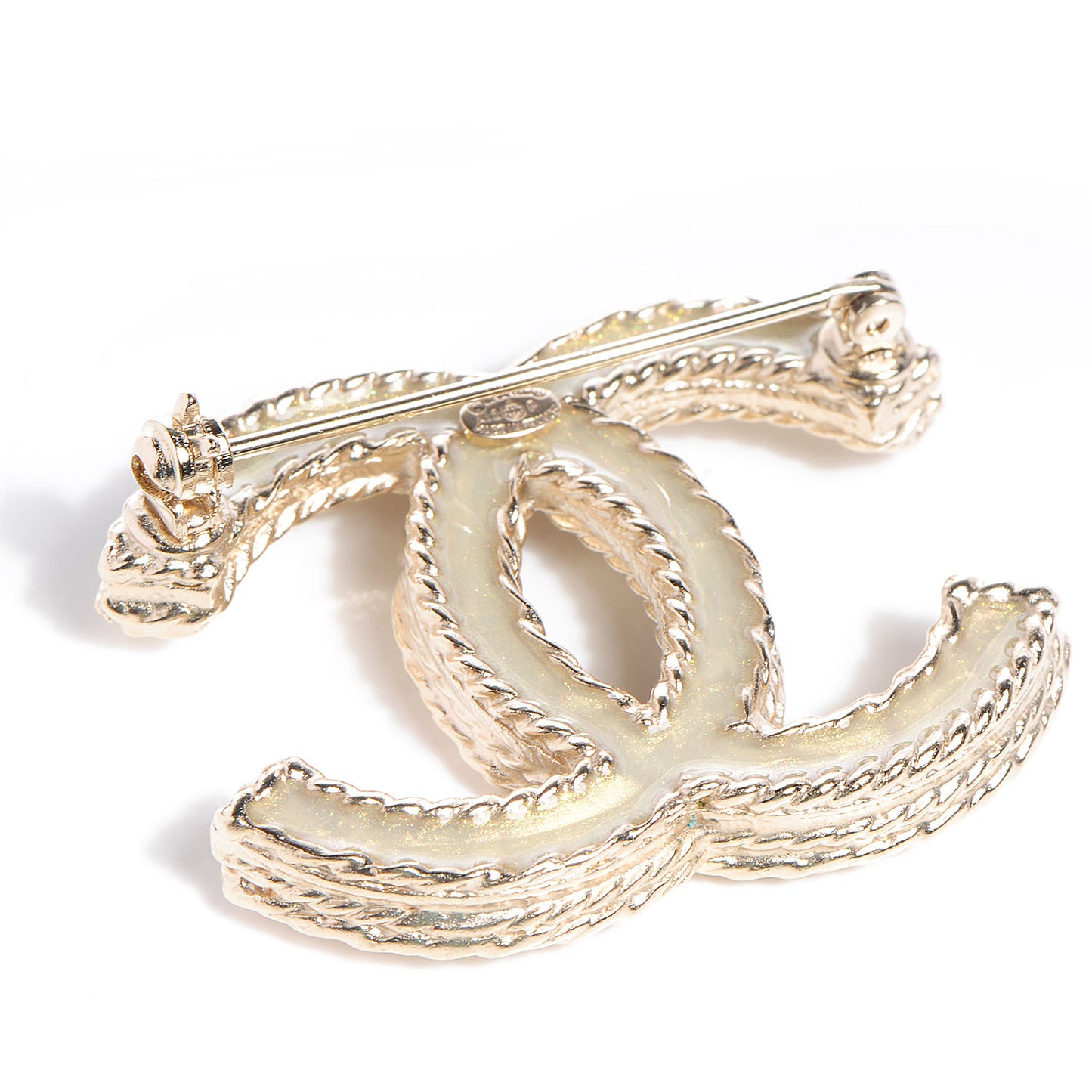 Crystal Large CC Brooch Gold