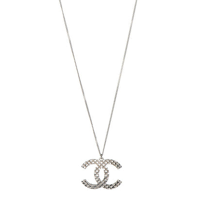 Chanel Quilted CC Pendant Necklace Silver 1 of 7