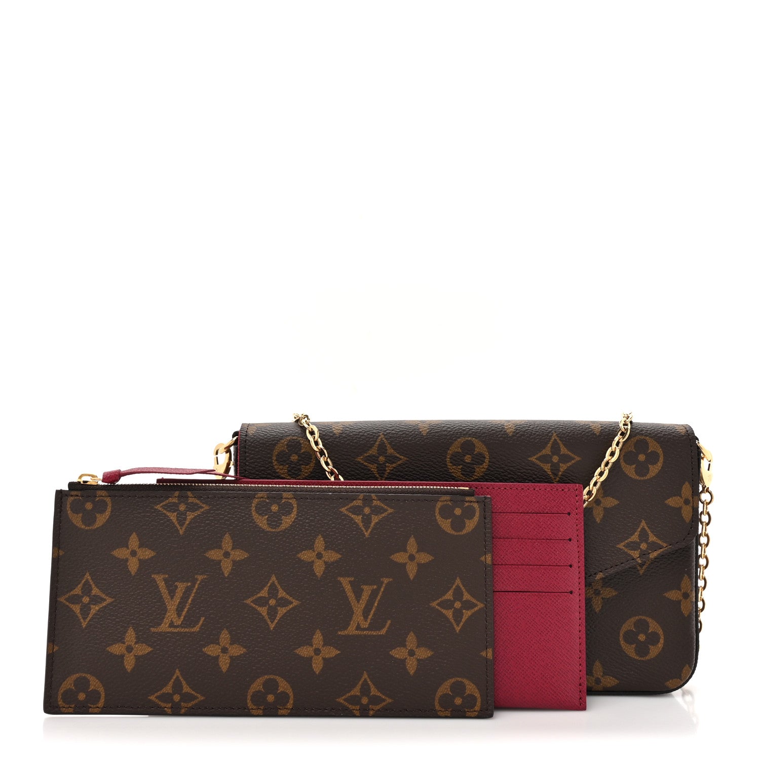 Louis Vuitton Monogram Pochette Felicie Chain Wallet Fuchsia 3 of 15