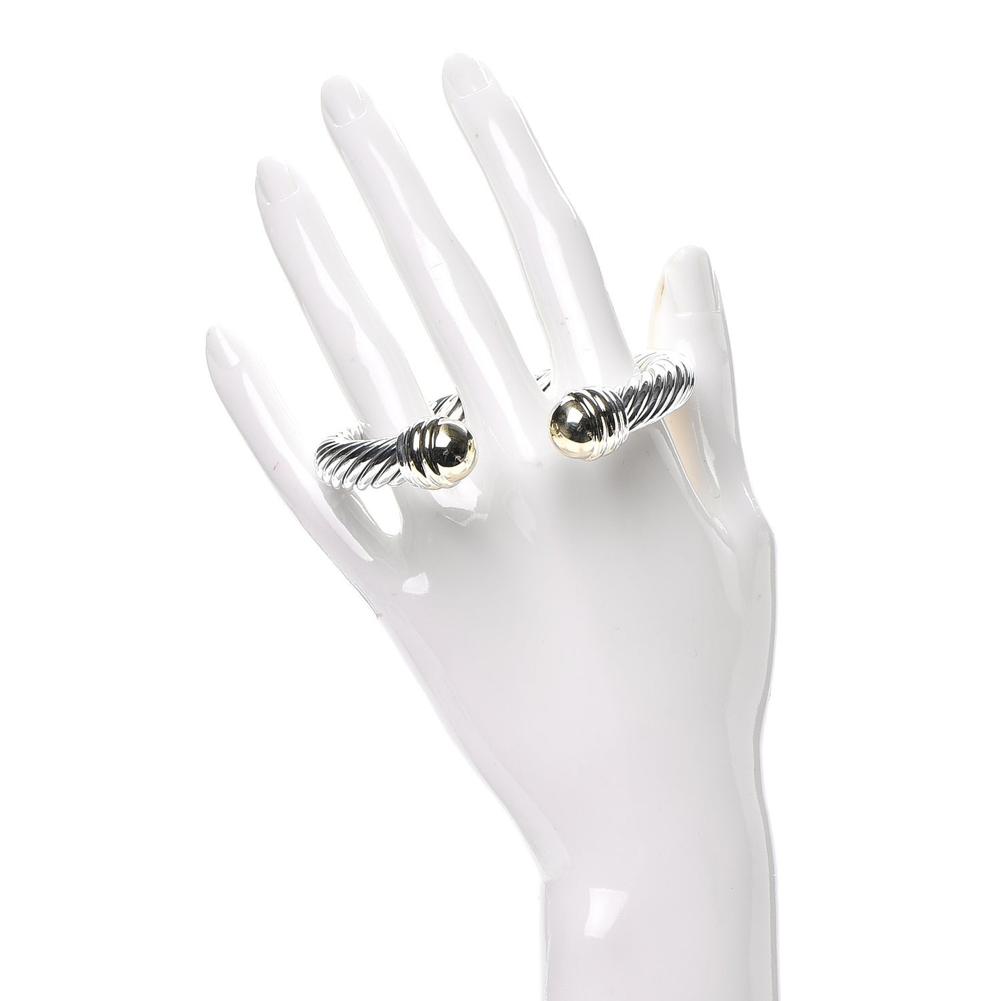 Sterling Silver 14K Yellow Gold 10mm Cable Classics Bracelet