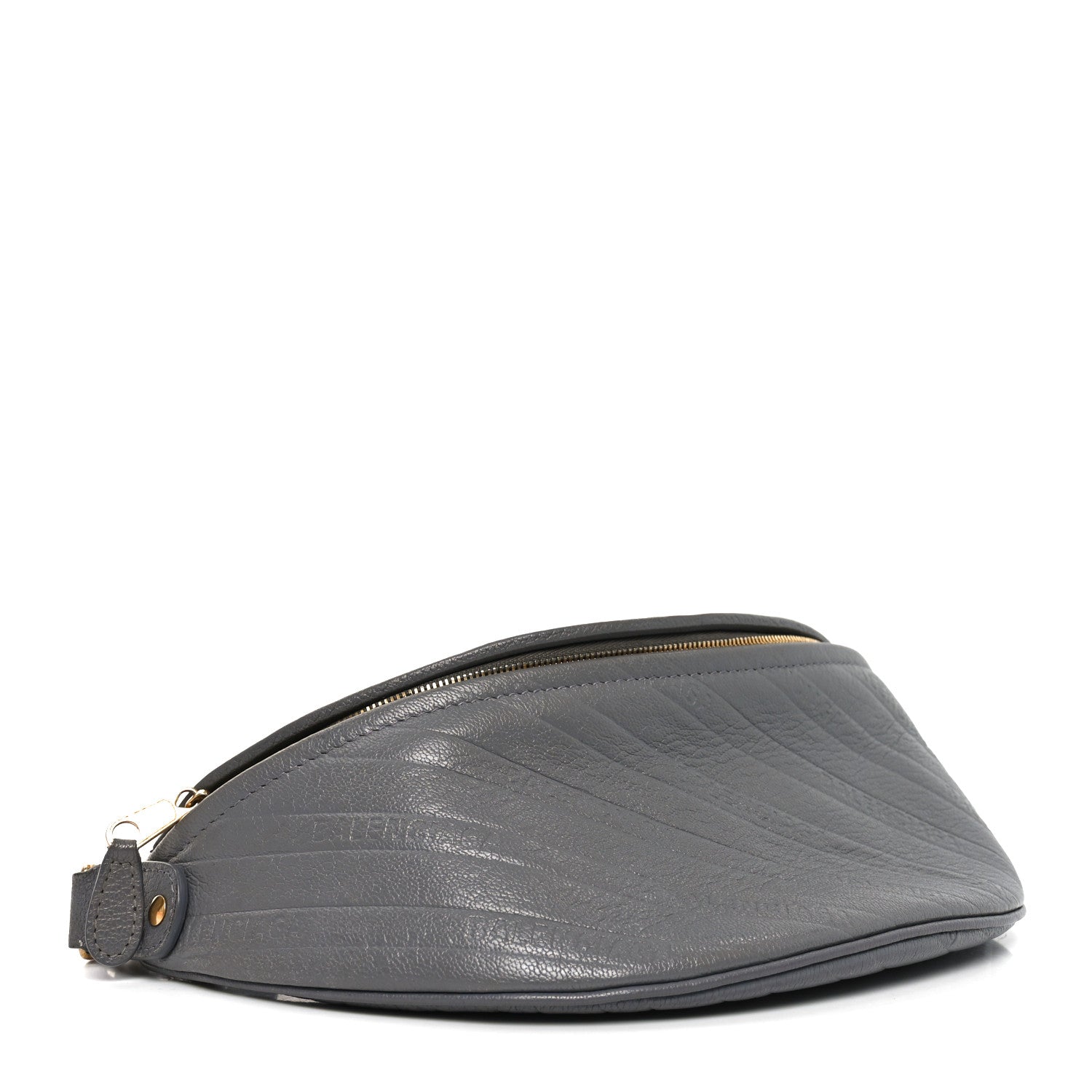 Balenciaga Shiny Goatskin Allover Logo Embossed XS Souvenir Belt Bag Gris 4 of 10