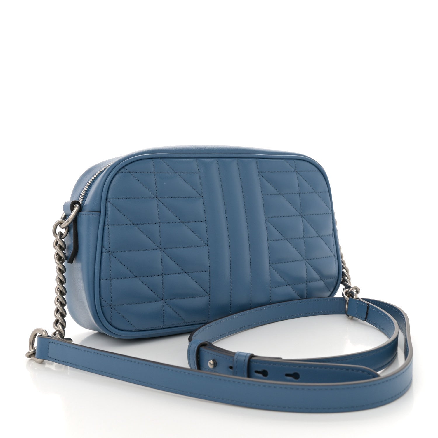 Gucci Calfskin Matelasse Aria Small GG Marmont Chain Shoulder Bag Clear Blue 3 of 10