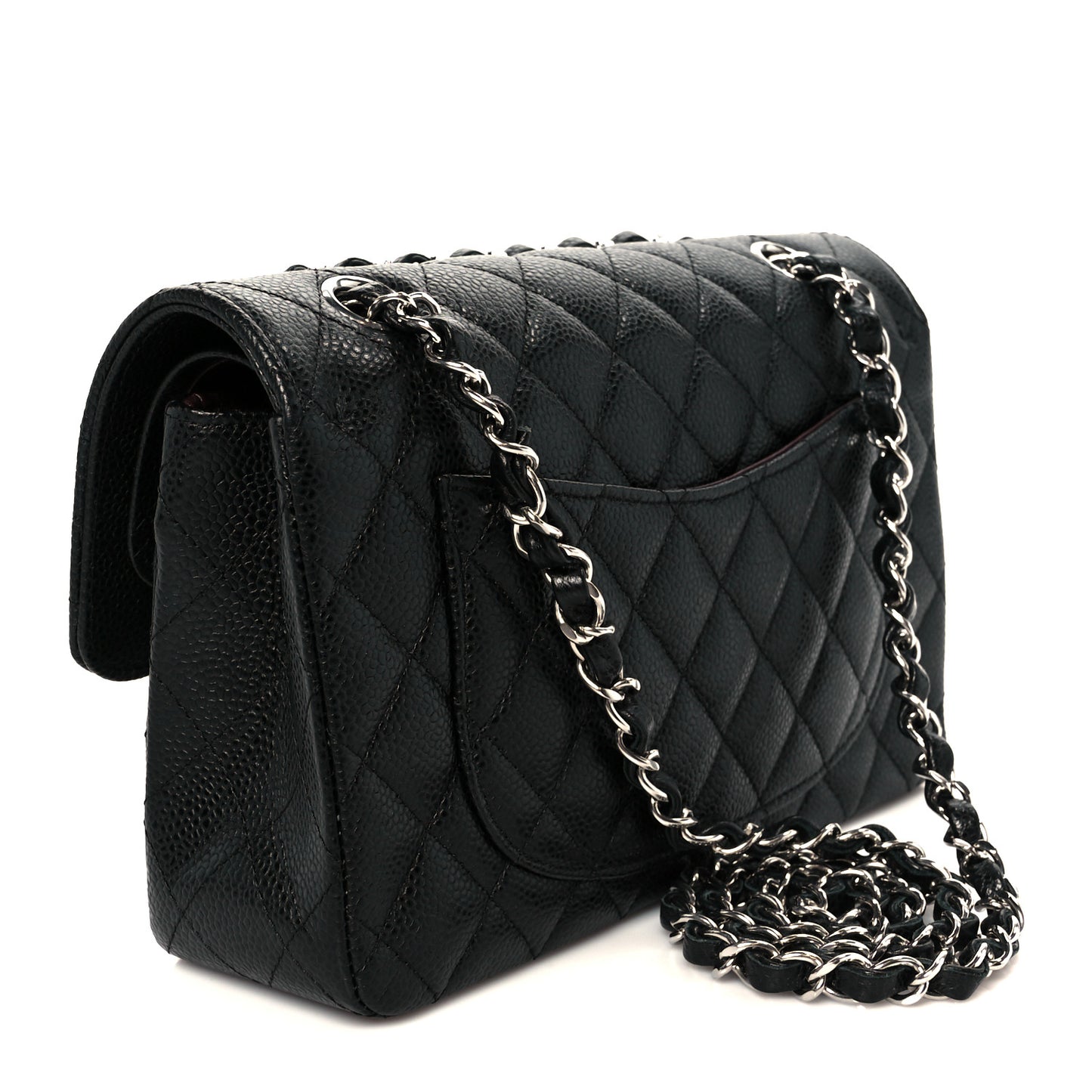Caviar Quilted Small Double Flap Black