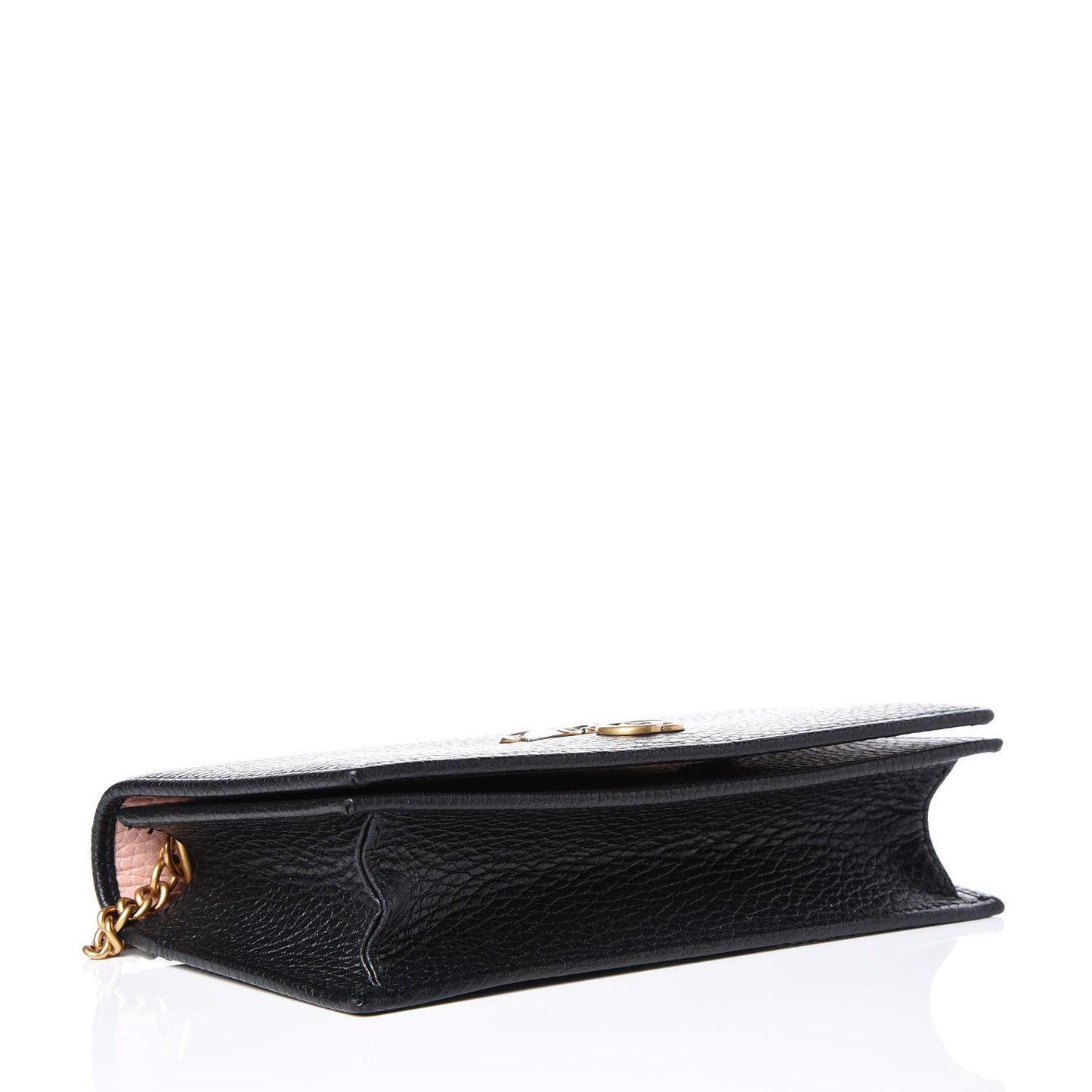 Calfskin GG Marmont Bow Chain Wallet Black