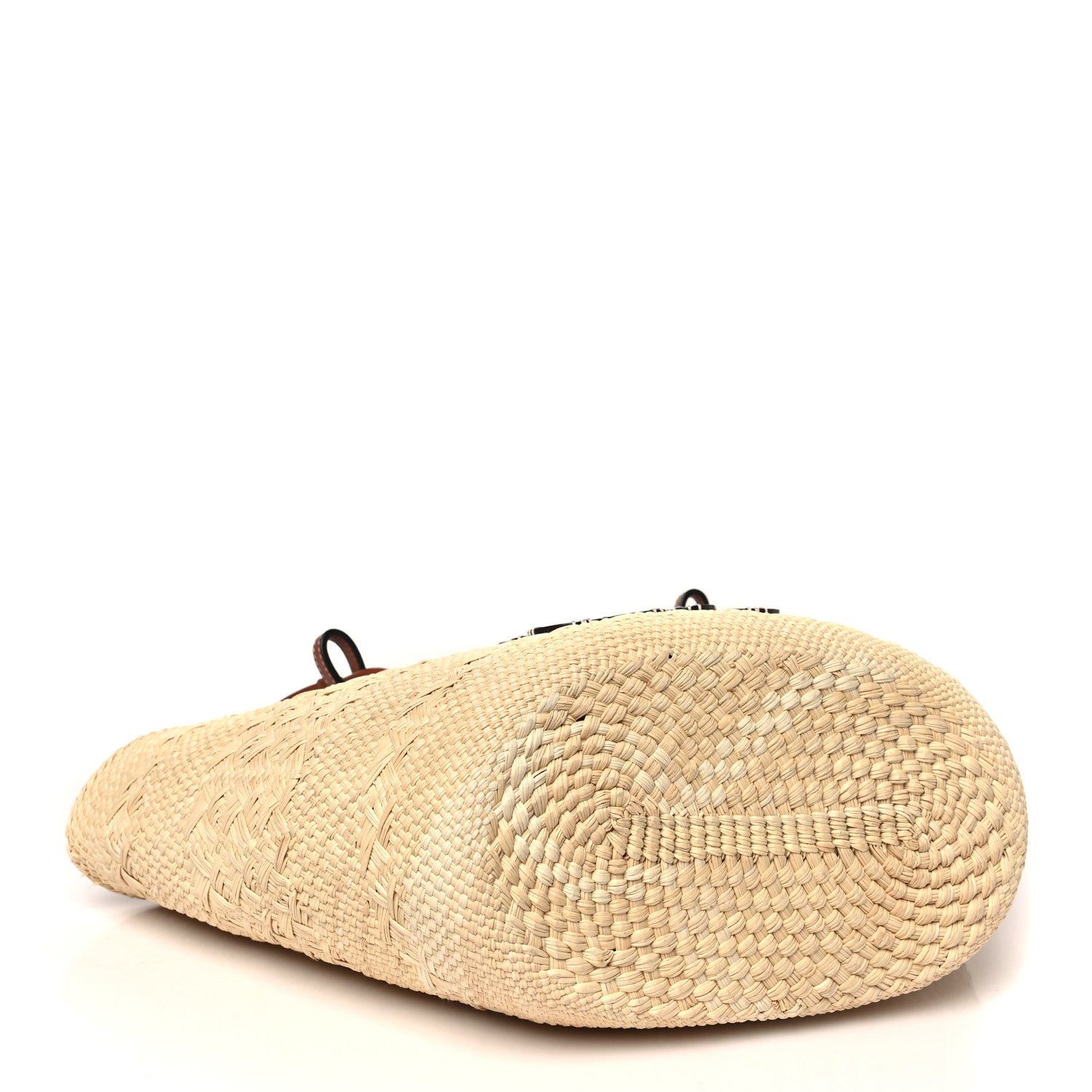 Loewe Calfskin Raffia Paulas Ibiza Medium Anagram Basket Tote Bag Natural Tan 4 of 9