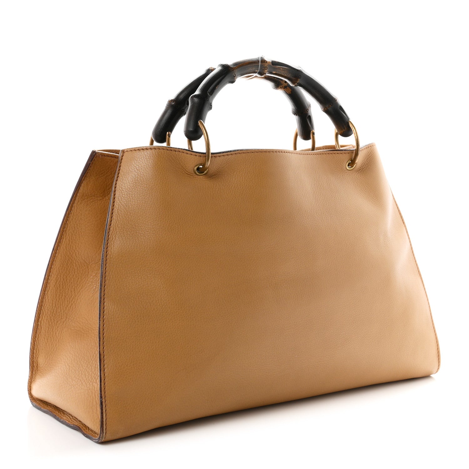 Gucci Calfskin Bamboo Handle Tote Beige 2 of 9