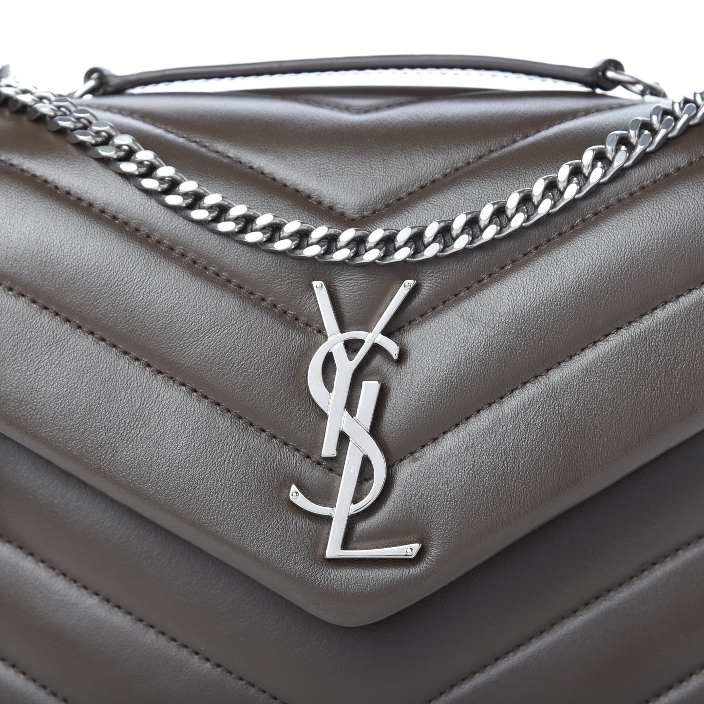 Calfskin Y Quilted Monogram Small Loulou Chain Satchel Faggio