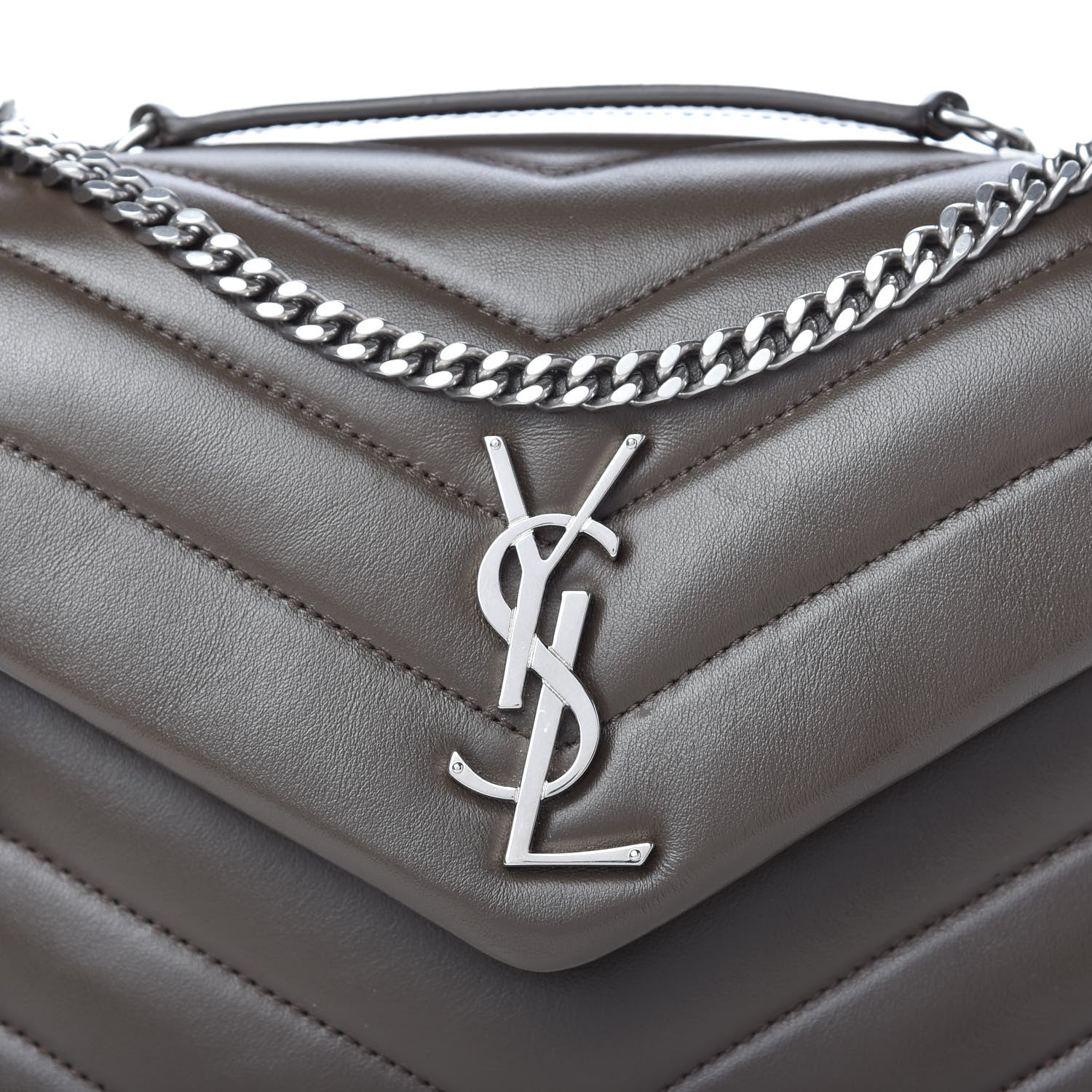 Saint Laurent Calfskin Y Quilted Monogram Small Loulou Chain Satchel Faggio 10 of 10