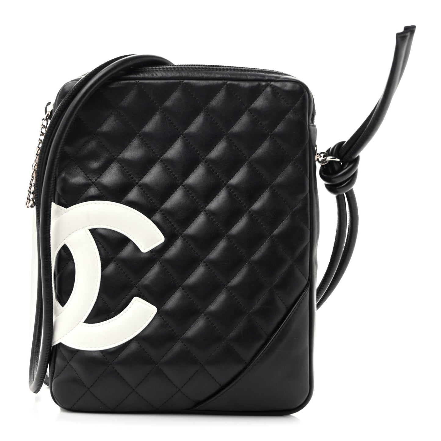 Calfskin Quilted Medium Cambon Messenger Black White
