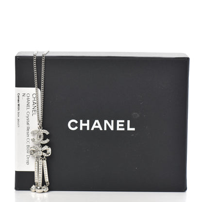 Chanel Crystal CC Bow Drop Necklace Silver 6 of 6