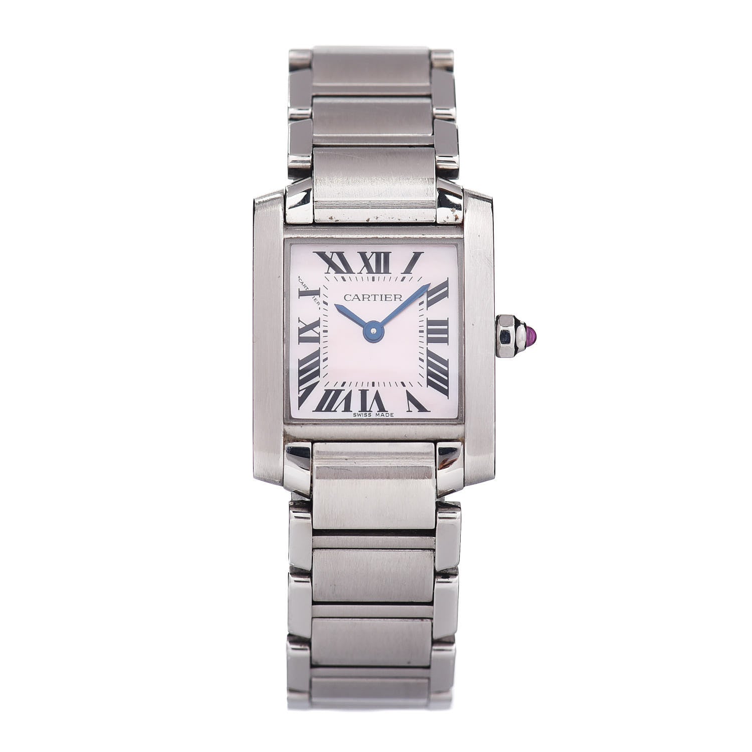 Cartier Stainless Steel Pink Mother of Pearl 20mm Tank Francaise Quartz Watch 1 of 4