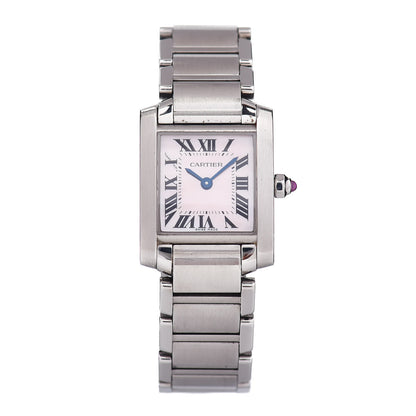 Cartier Stainless Steel Pink Mother of Pearl 20mm Tank Francaise Quartz Watch 1 of 4