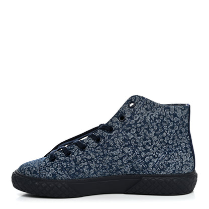 Chanel Printed Denim Quilted High Top Sneakers 41 Dark Blue 1 of 10