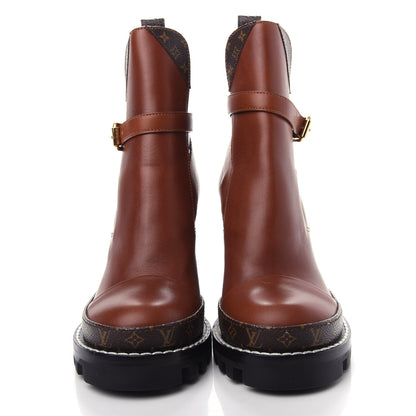 Louis Vuitton Calfskin Monogram Star Trail Ankle Boots 37 Cognac 5 of 10
